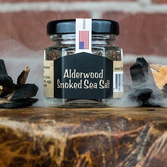 Oak Smoked Cornish Sea Salt - Fine 125g In Refillable Stoneware Jar, Triple Smoked, Artisan Gourmet Salt
